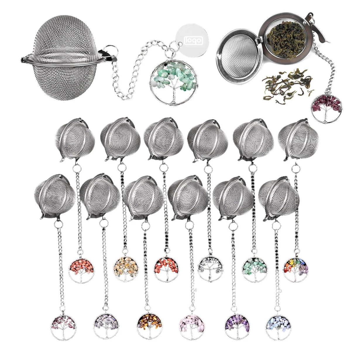 Stainless Steel Tea Infuser with Agate Decoration 1
