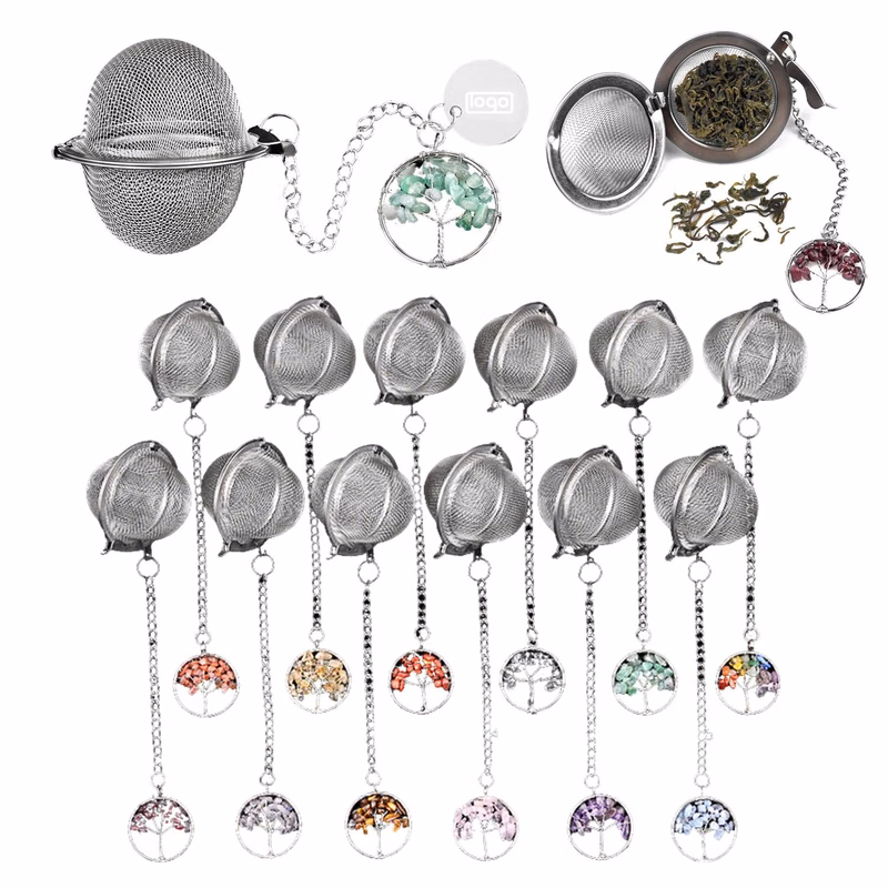 Stainless Steel Tea Infuser with Agate Decoration