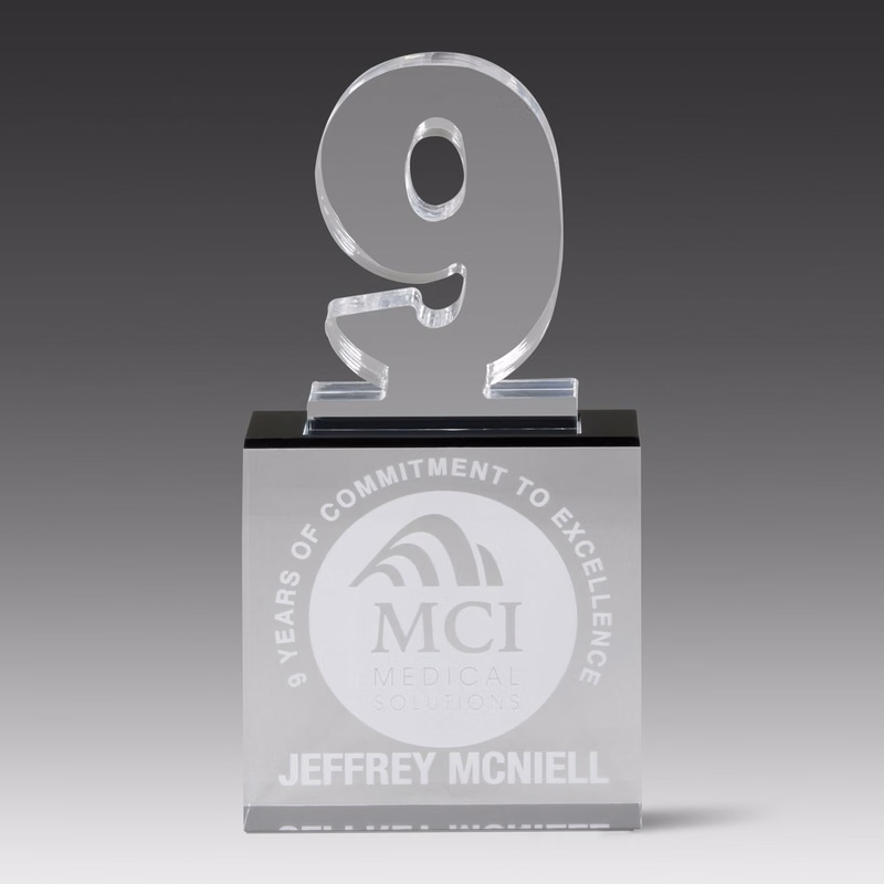 Recognition Number Award 9 (4" x 8" x 1")