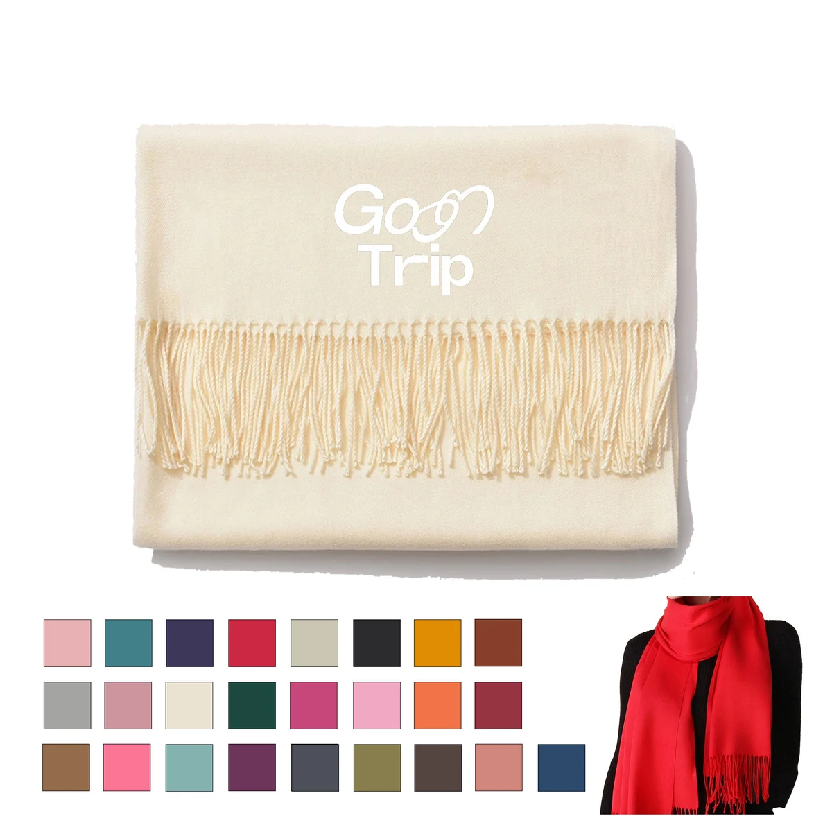 Autumn Winter Imitation Cashmere Tassel Scarf 1