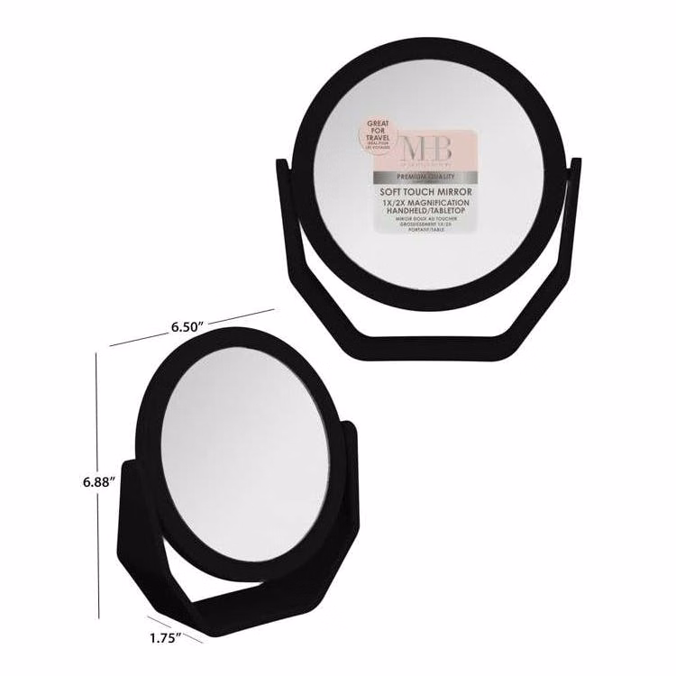 Round Mirror with Stand - Black