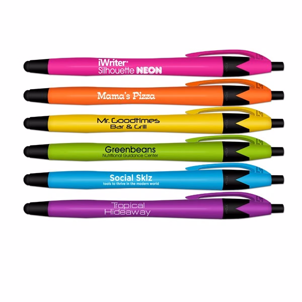iWriter Silhouette Neon Stylus & Retractable Ballpoint Pen Combo