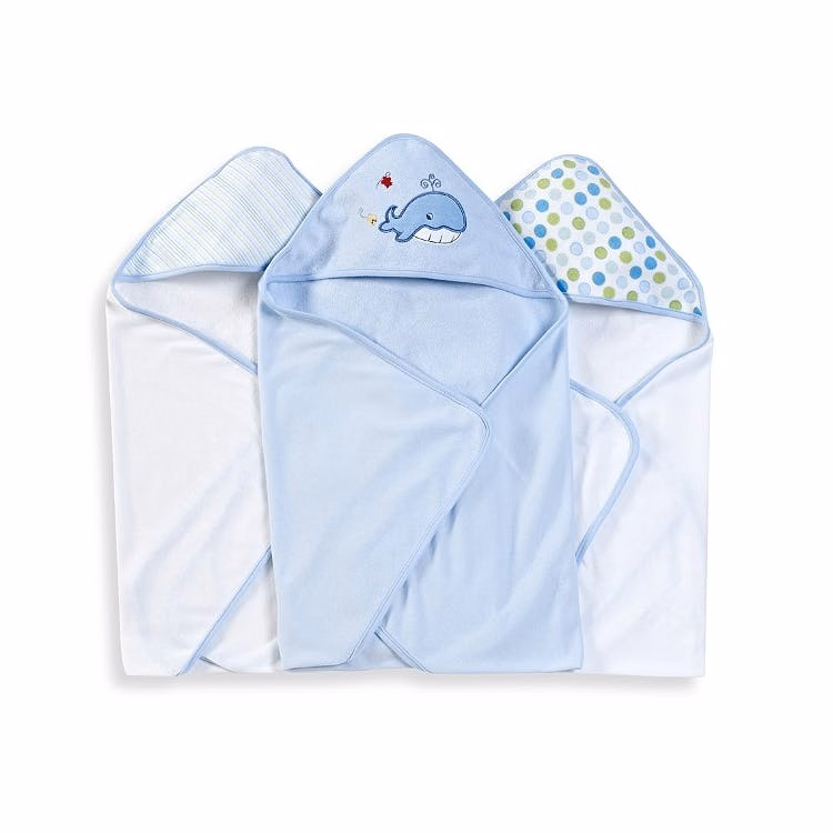 Terry Baby Hooded Towels - Blue Whale 3 Pack