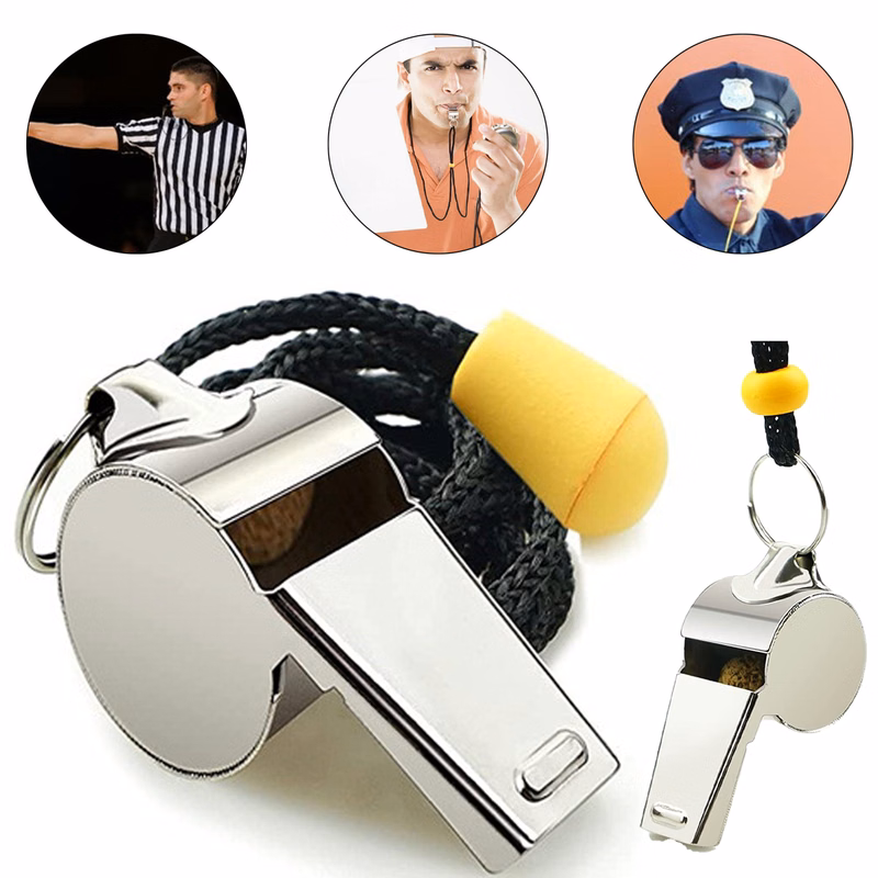 Stainless Steel Sports Whistles with Lanyard