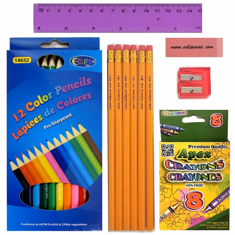 Elementary School Stationery Kits - 11 Piece Pre-Assembled