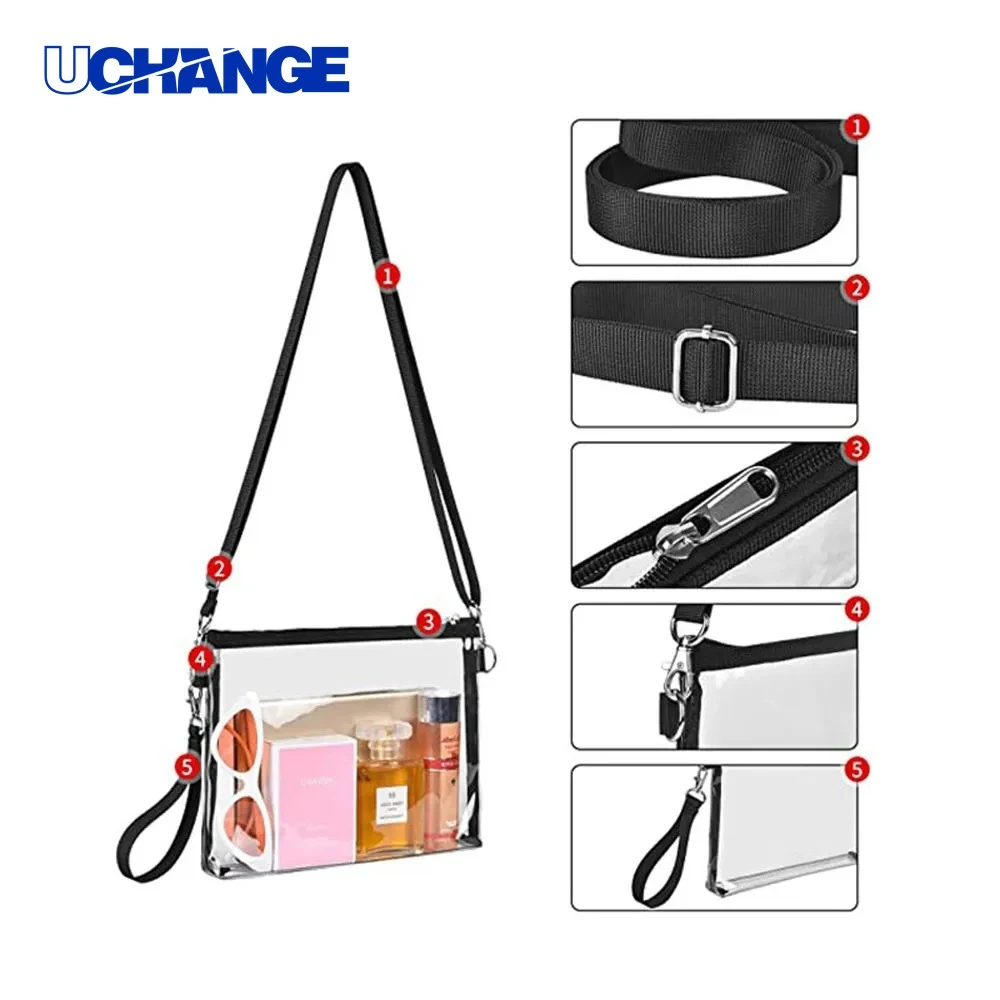 PVC Clear Crossbody Purse Compact Transparent Carry 1