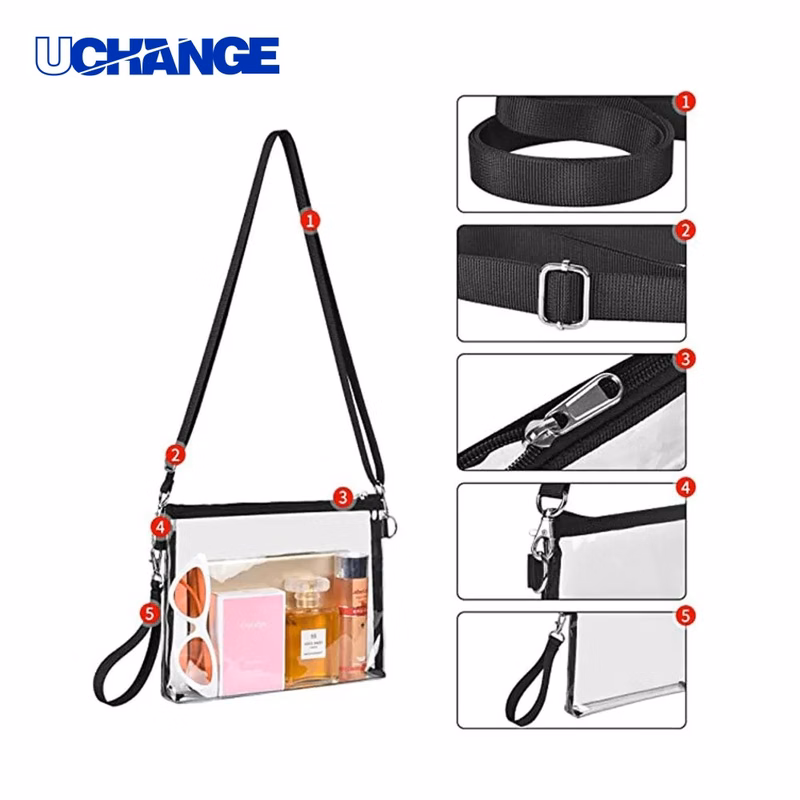 PVC Clear Crossbody Purse Compact Transparent Carry