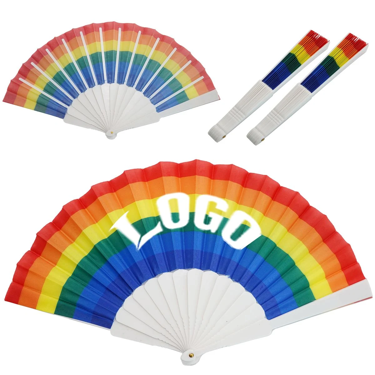 Portable Full Color Rainbow Folding Fan For Performance Events And Celebrations 1
