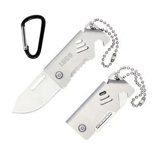 Compact Folding Metal Knife With Carabiner 1