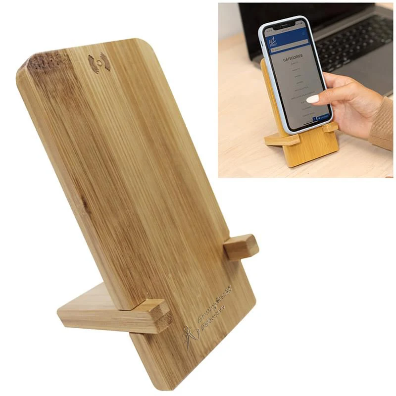 Bamboo Wireless Charger Phone Stand 1