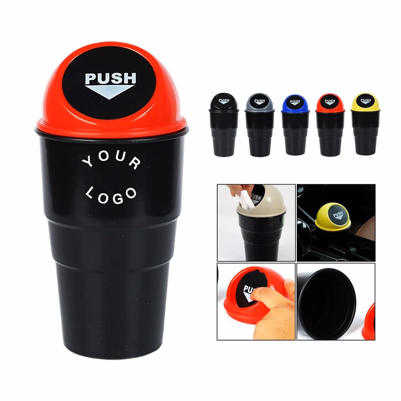 Compact Car Trash Bin with Push Lid