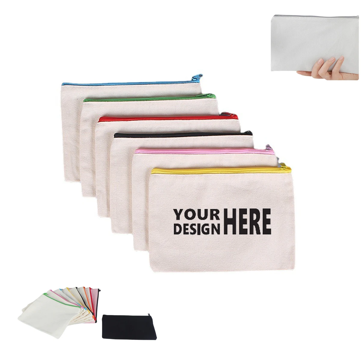 Blank Canvas Zipper Pouch Cotton Pen Case Eco-Friendly 1