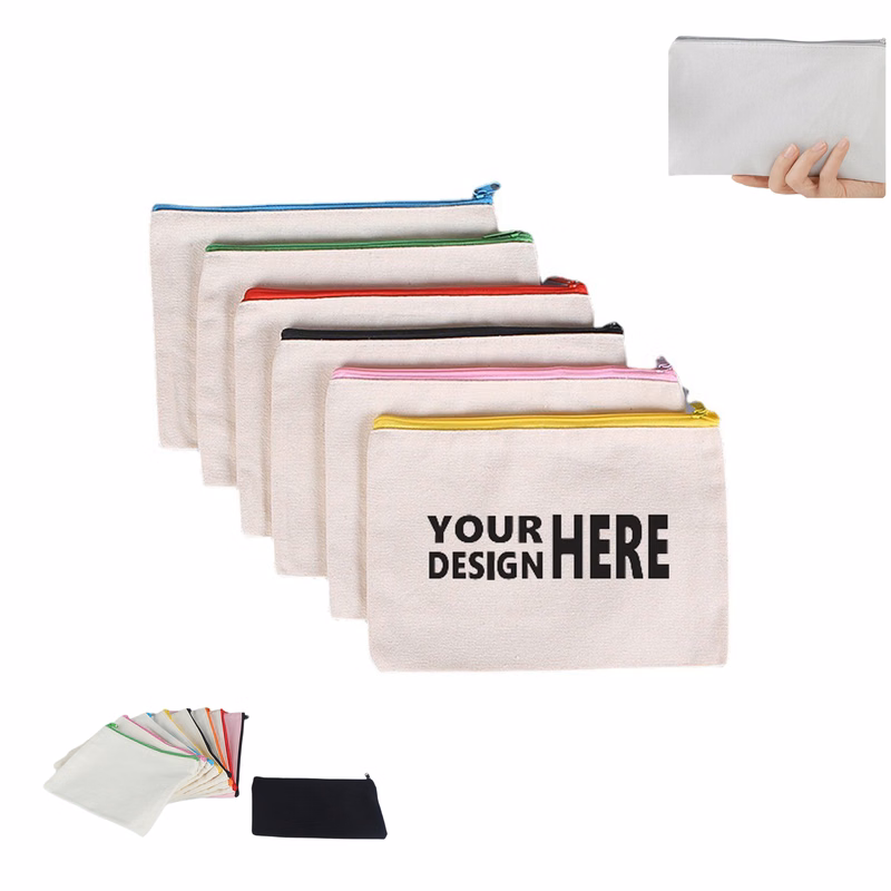 Blank Canvas Zipper Pouch Cotton Pen Case Eco-Friendly