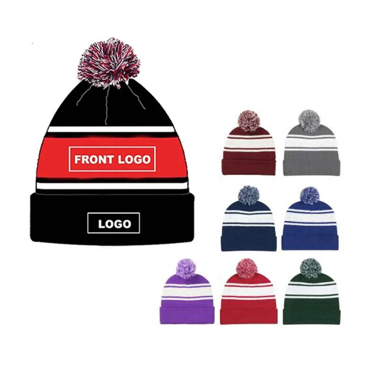 Pom Knit Adult Beanie Cap 1