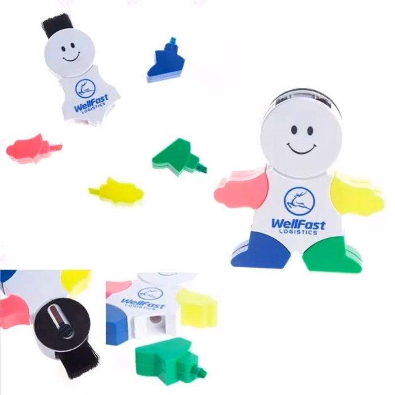 5 in 1 Man Shaped Highlighter Pen w/ Cleaning Brush