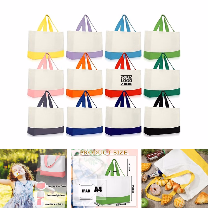 Bulk 18.5 x 15 Inch Reusable Grocery Canva Tote Shopping Bag
