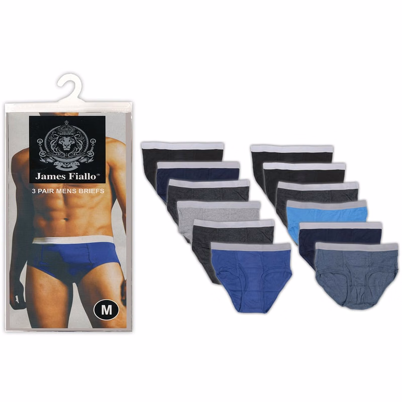 Men's James Fiallo 3 Pack Briefs - Asst. Colors - S M L XL