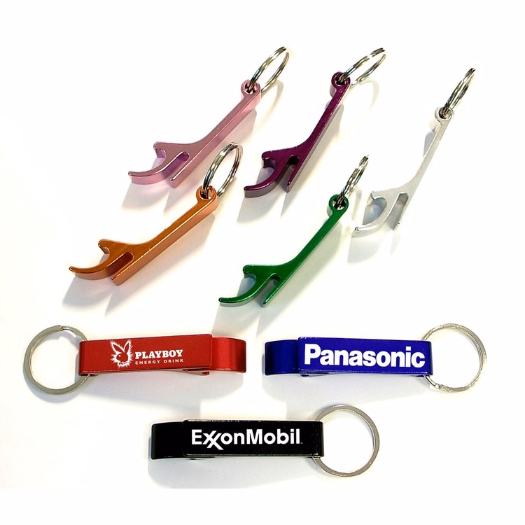 Deluxe plain aluminum can and bottle opener with split key ring