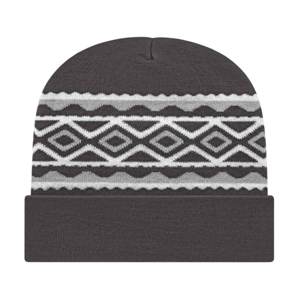 Diamond Pattern Knit Cap with Cuff 1