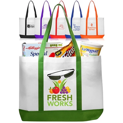 Non-Woven Tote Bag with Trim Colors - 18" W x 14" H 1