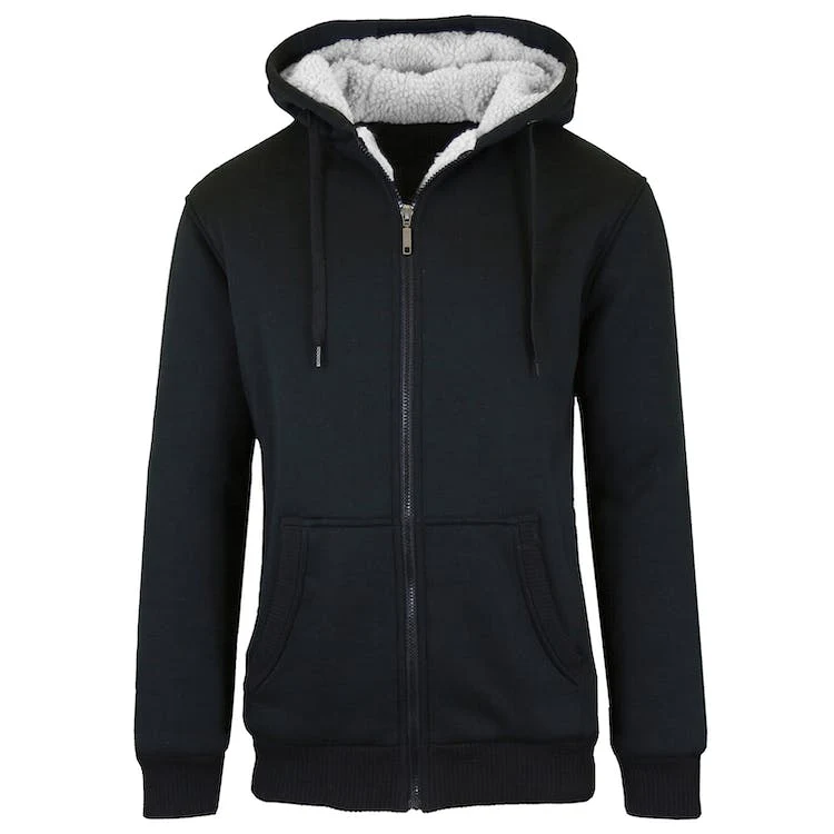 Men's Heavyweight Sherpa Hoodies - Black S-XL, custom hoodie or sweatshirt with logo imprint 1
