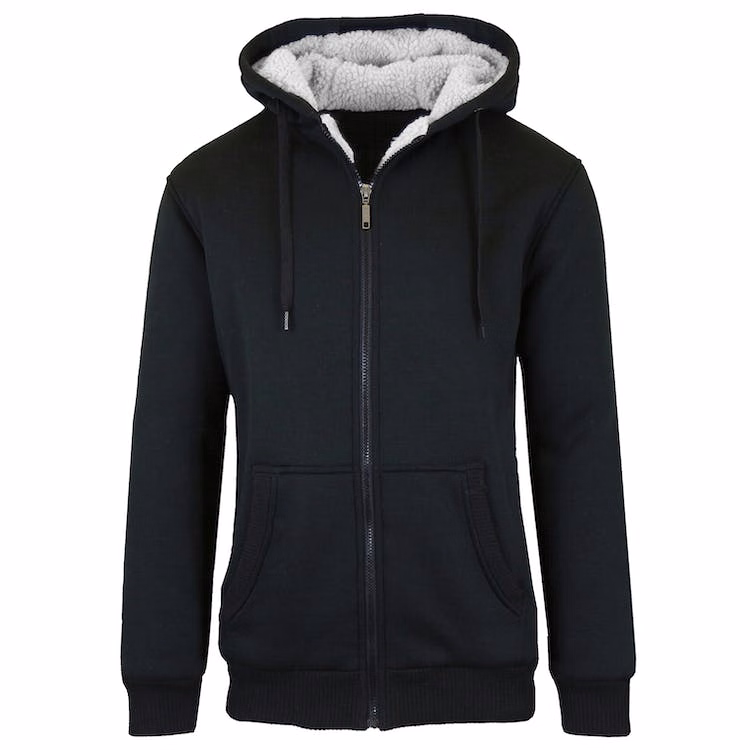 Men's Heavyweight Sherpa Hoodies - Black S-XL