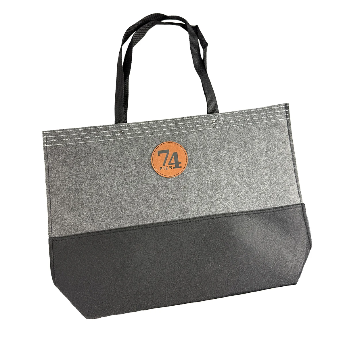 Large Felt Tote w/ Leatherette Patch, custom tote bag with logo imprint 1
