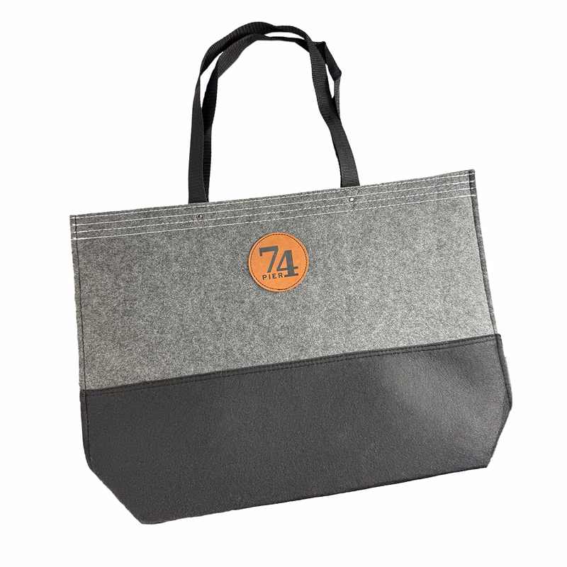 Large Felt Tote w/ Leatherette Patch