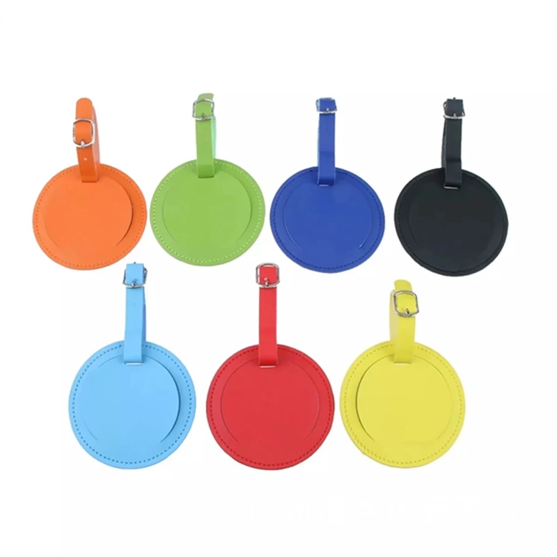 Round Leather Golf Luggage Tag Suitcase Travel ID Labels 1