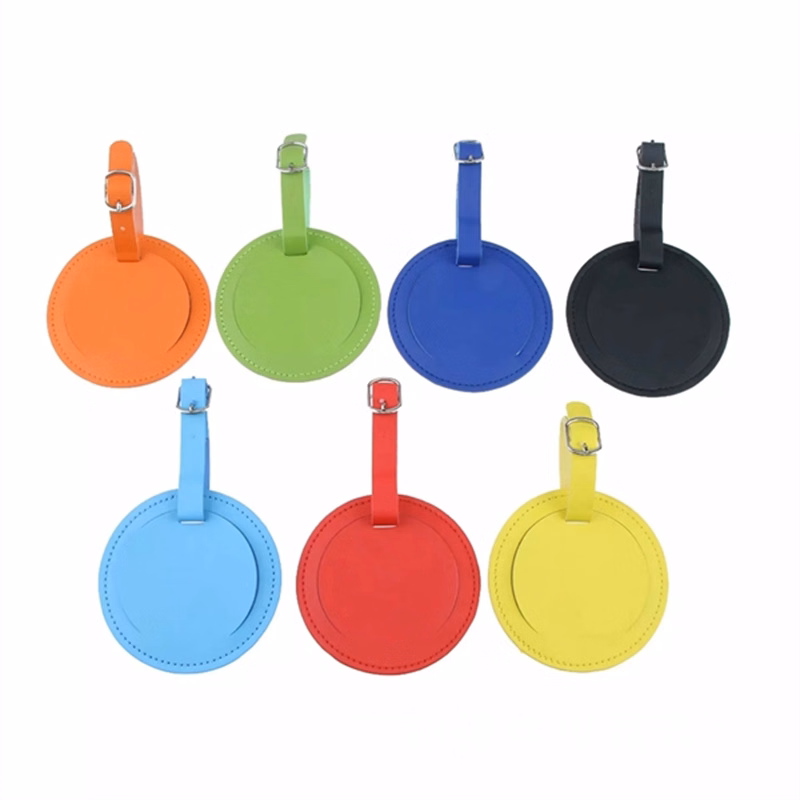 Round Leather Golf Luggage Tag Suitcase Travel ID Labels
