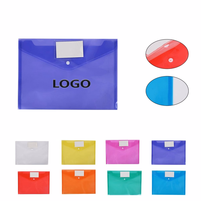 A4 Clear Snap Button Document Bag