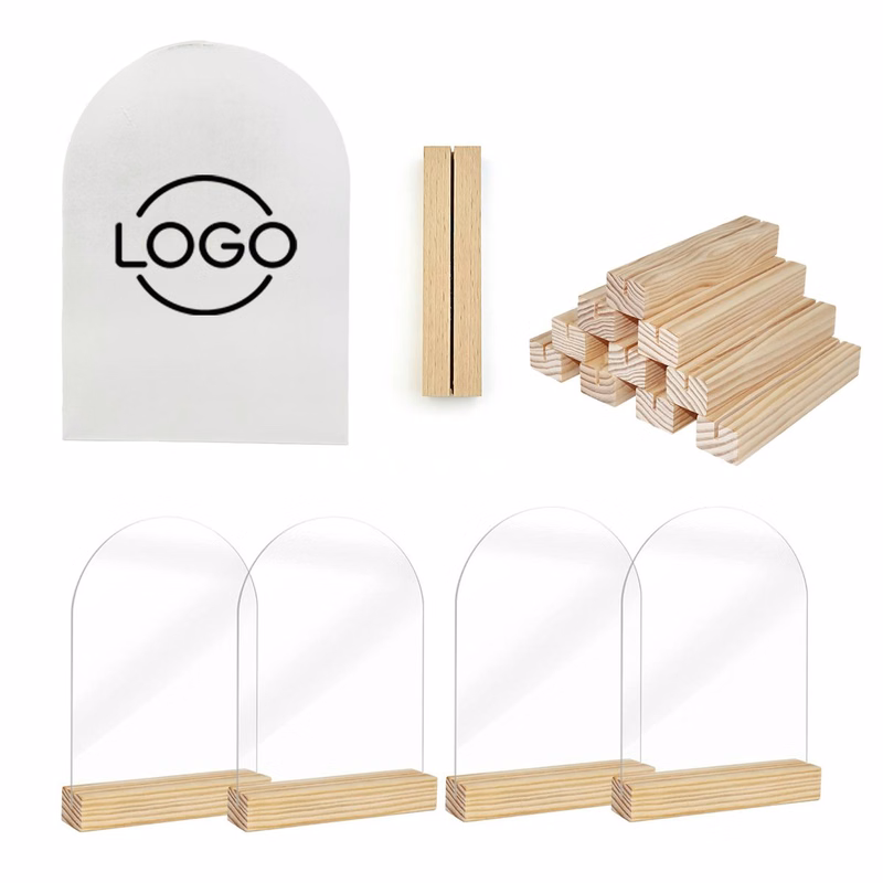 Acrylic Arched Stand with Wooden Base