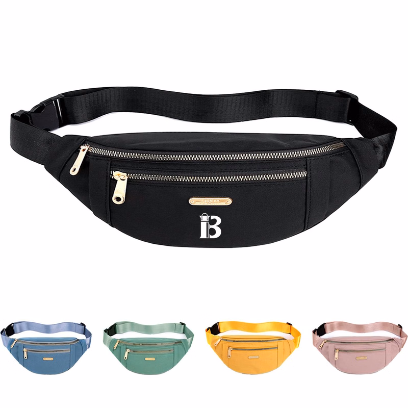 Oxford Sling Bag Double Zippers Fanny Pack