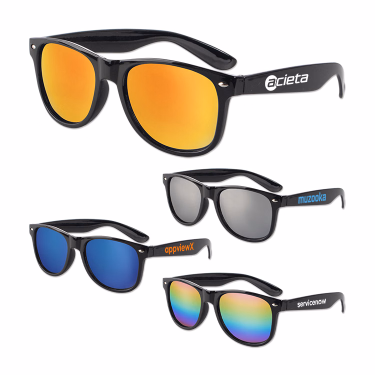 Iconic Black Frame Mirror Lens Sunglasses