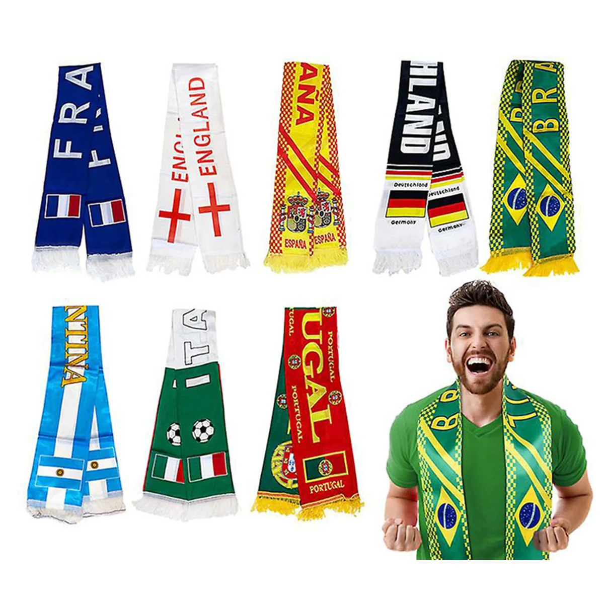 Custom Printed Glossy Smooth Team Fan Scarf with Tassel 1