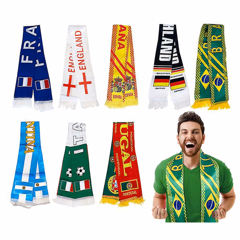 Custom Printed Glossy Smooth Team Fan Scarf with Tassel
