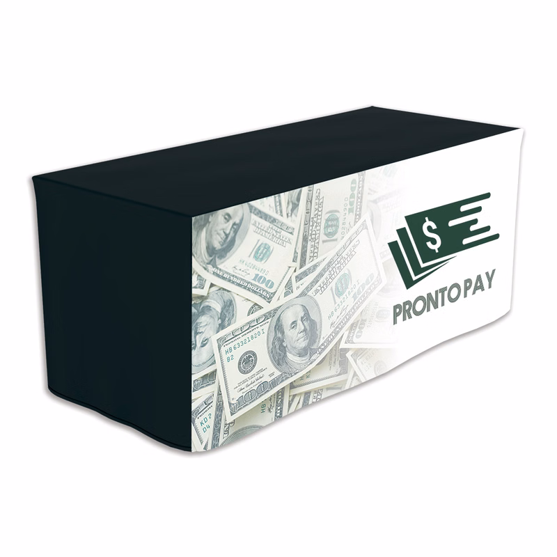 6' Fitted, 4 Sided Dye Sublimation Front Panel Imprint Table Cover