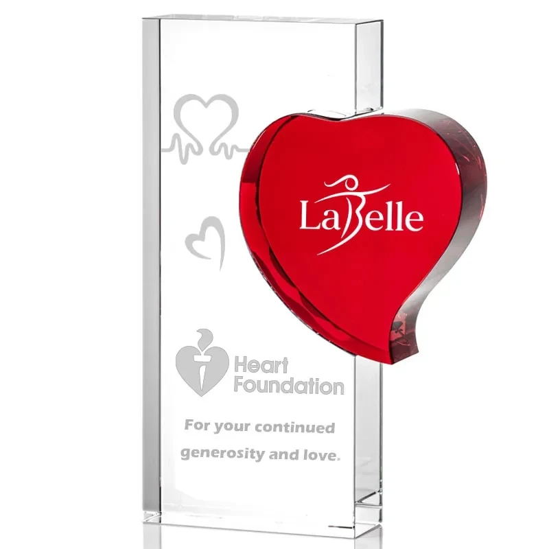 Red Heart Rectangle Crystal Award 1
