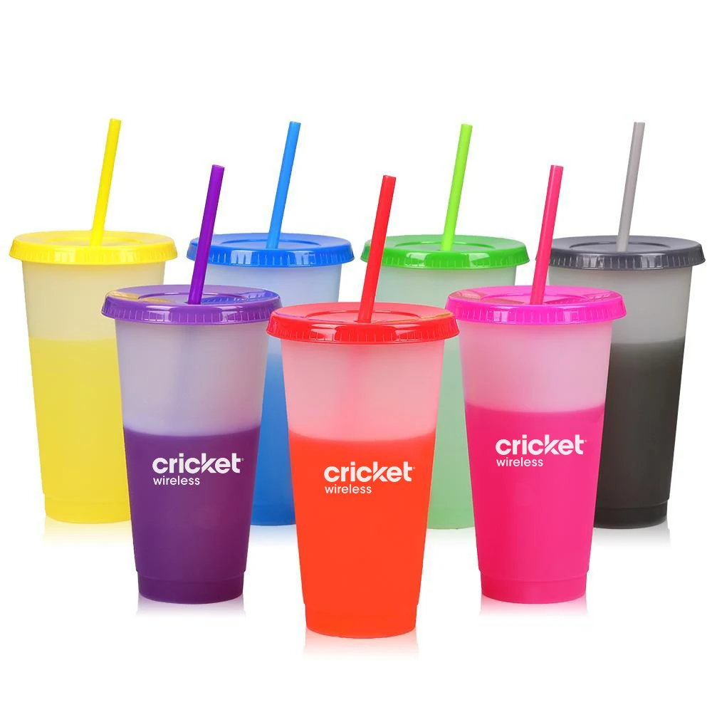 24oz. Reusable Cups with Lids and Straws 1
