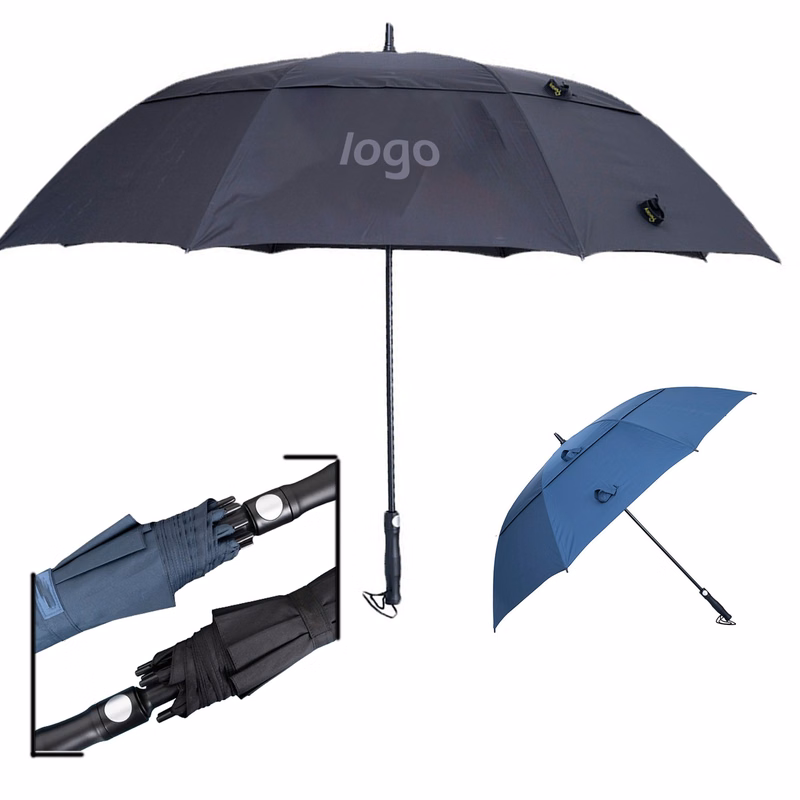 Double Storm-Resistant Fibre Straight Umbrella