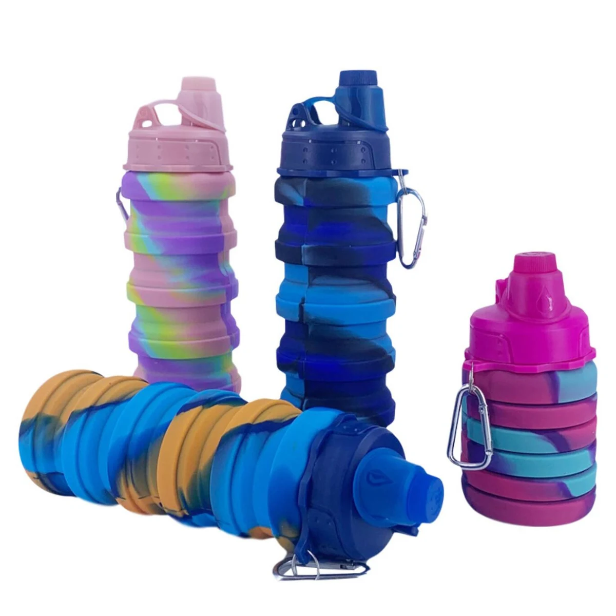 17OZReusable Silicone Collapsible Sport Water Bottle 1