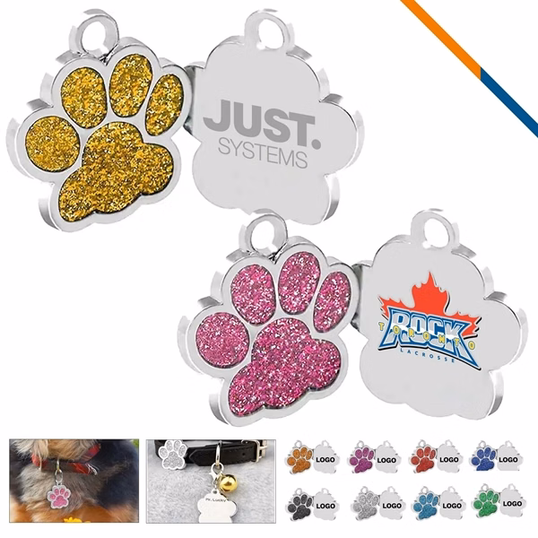 Custom Plastic Claw Pet Tag with Sequin Shine — Multi-Use Collar & Accessory