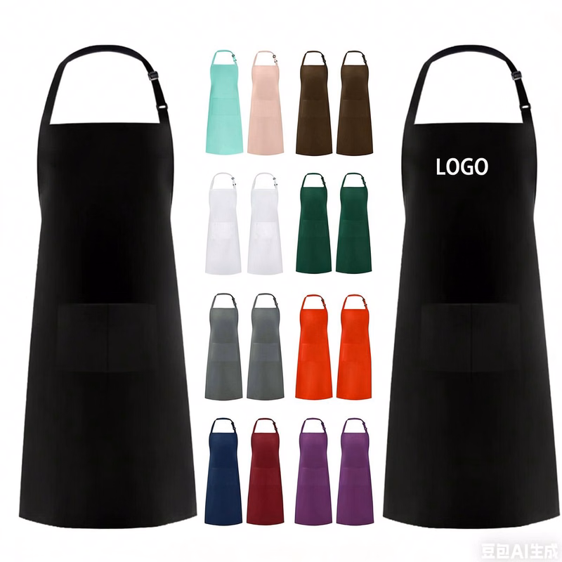 Water Resistant Adjustable Bib Apron with Multi-Functional Pockets for Kitchen & Cooking