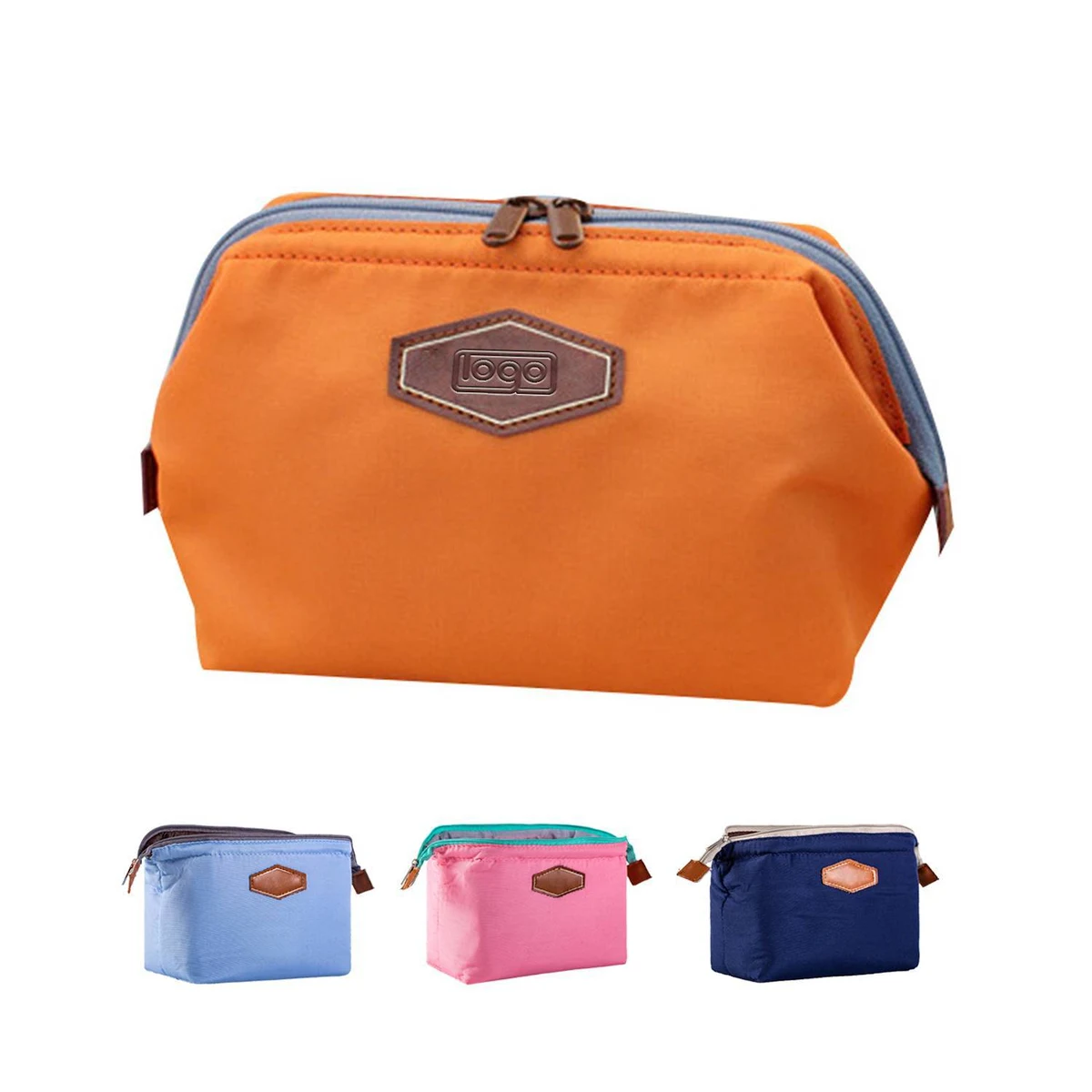 Portable Business Travel Double Zipper Cotton Cosmetic Bag 1
