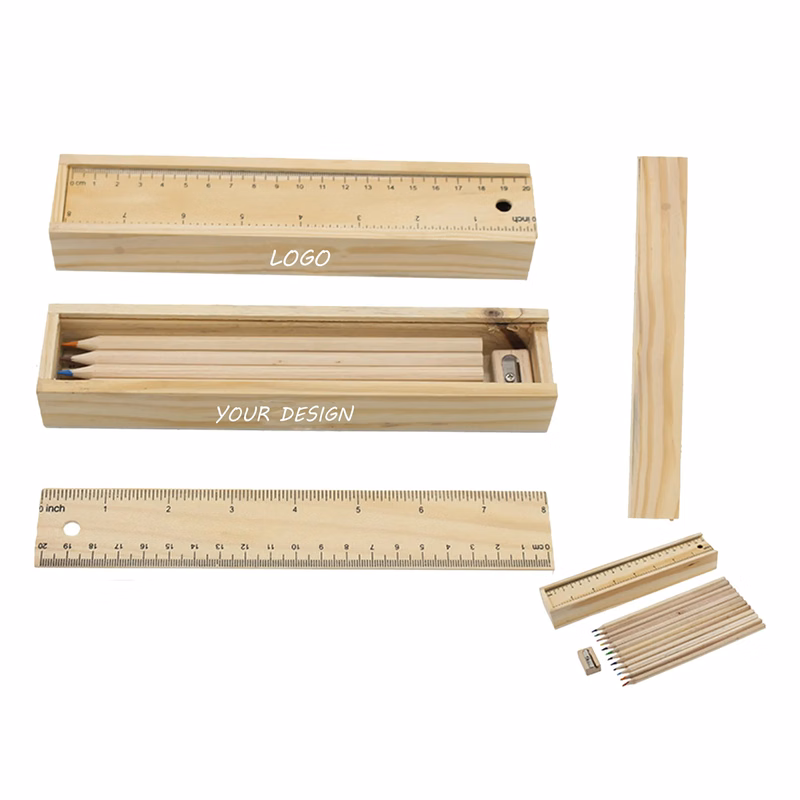 12-Piece Colored Pencil Set With Wooden Case