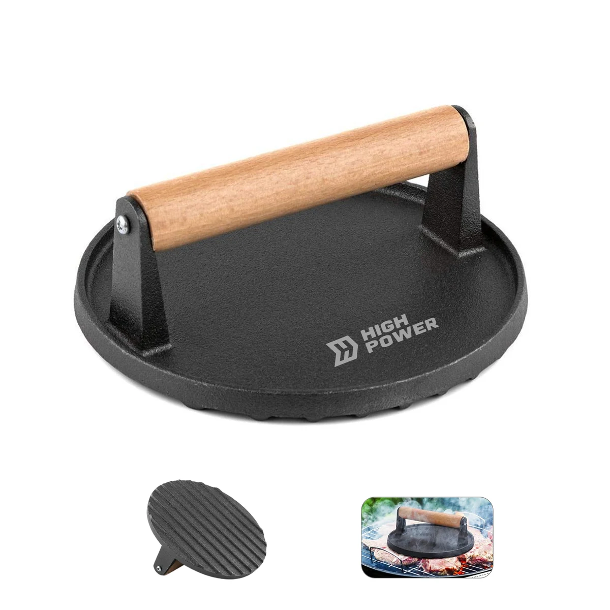 Heavy Duty Round Cast Iron Burger Press - OCEAN 1