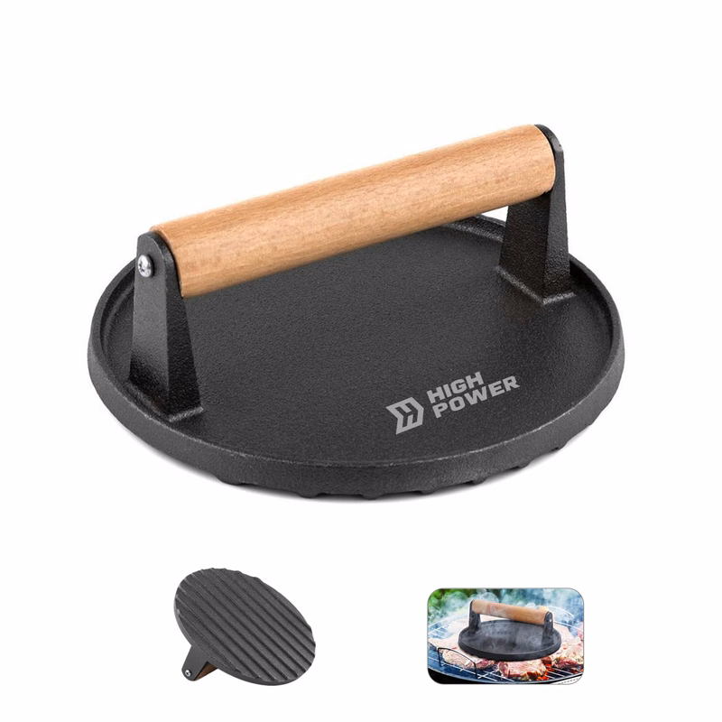 Heavy Duty Round Cast Iron Burger Press - OCEAN