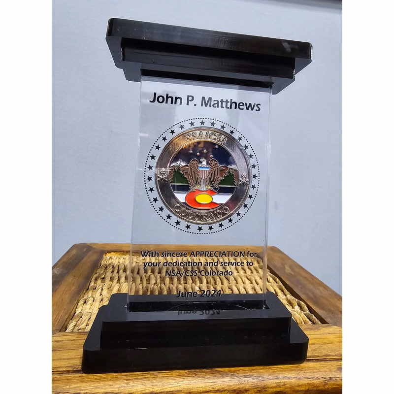 Acrylic Coin Display With Double Donut Black Acrylic Closure