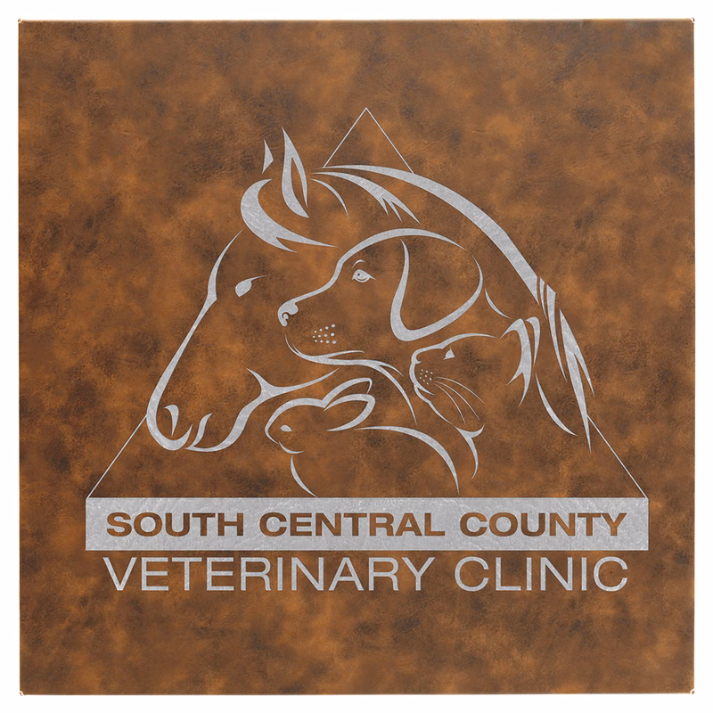 14" x 14" Rustic/Silver Leatherette Wall Decor with Sawtooth Hanger