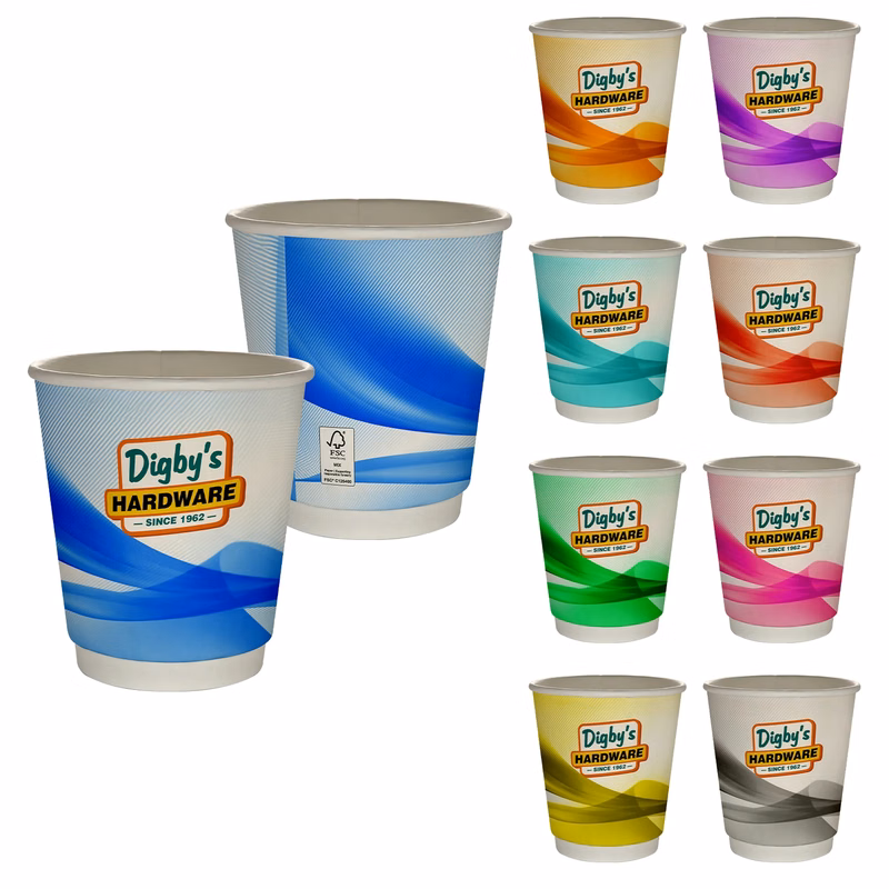 10 oz Full Color Groovy Insulated Paper Cup